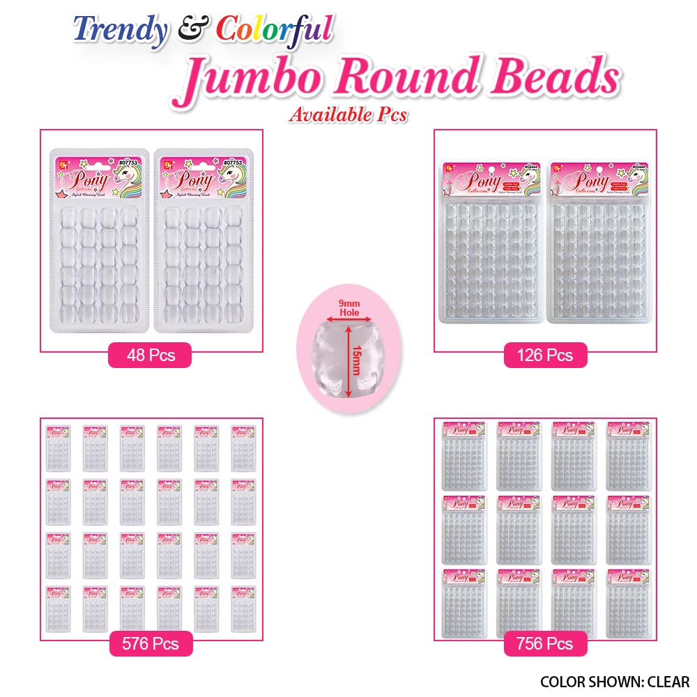 126 Pcs DIY Jewelry Making Kit - Hair Braiding Beads, Bracelet Charms & Craft Supplies - Jumbo Round Pony Beads (White) for Kids, Teens & Adults - Perfect for Birthday Parties, Arts & Crafts Projects, and Gift Making