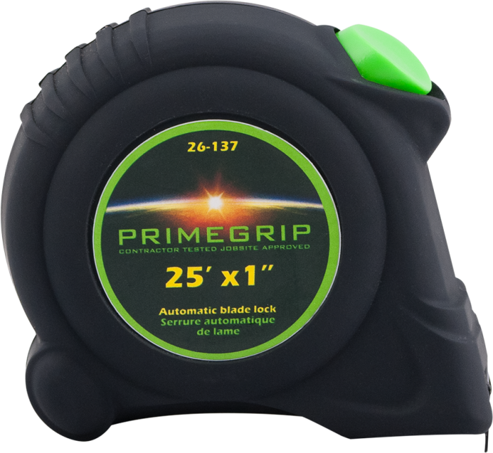 PRIME LITE 7.5M/25FT Tape Measure - Durable Retractable Measuring Tape with Easy-Read Markings for DIY, Construction, and Home Improvement Projects