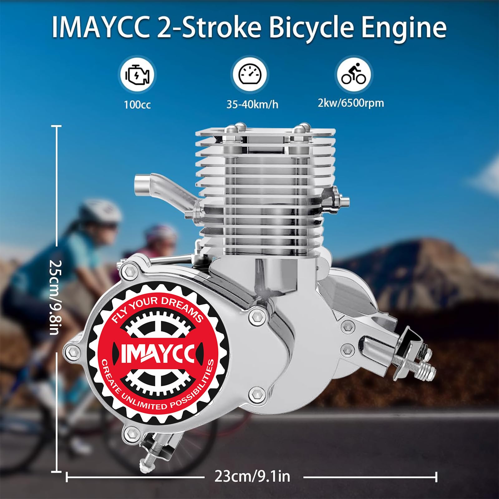IMAYCC 100cc 2-Stroke Gas Bicycle Engine Conversion Kit - Motorized Bike Kit for 26-28