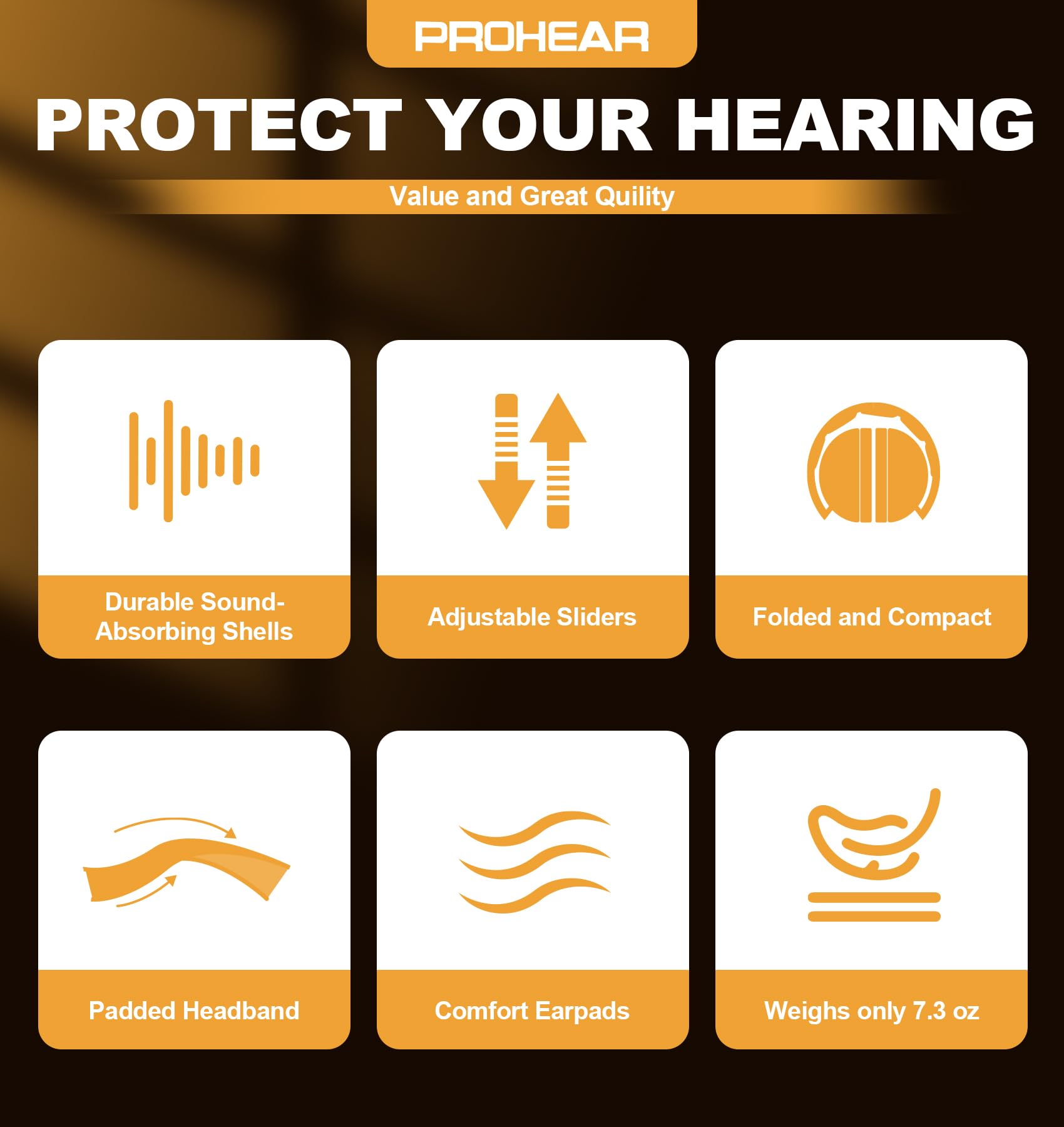 PROHEAR 038 Noise Cancelling Safety Earmuffs - 28dB Hearing Protection for Shooting, Construction & Power Tools - Compact Foldable Headphones for Mowing, Woodworking & DIY Projects - Comfortable Ear Defenders for Outdoor Work & Home Use