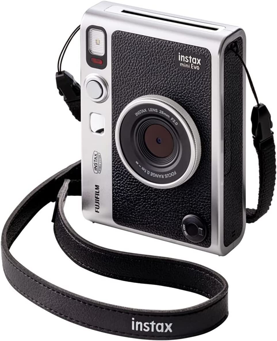 Fujifilm Instax Mini EVO Hybrid Instant Film Camera (Black) with 20 Instant Film Sheets, 32GB Memory Card, Case & Accessories - Perfect for Travel, Parties & Instant Photo Sharing