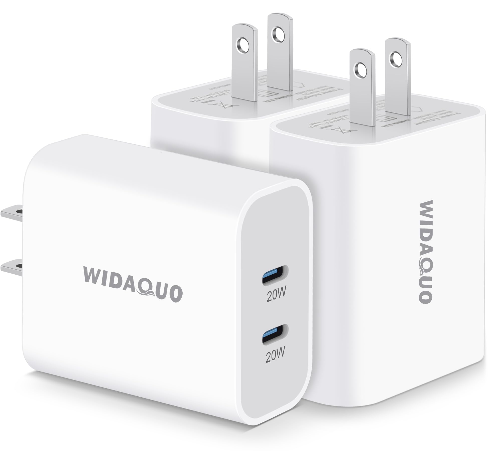 40W USB C Wall Charger 3-Pack - Dual Port PD Fast Charger Block for iPhone 15/14/13/12/11/Pro Max/Plus, Apple Watch 8/7, iPad, Samsung Galaxy & Google Pixel 7/6 - Perfect for Home, Office & Travel Charging