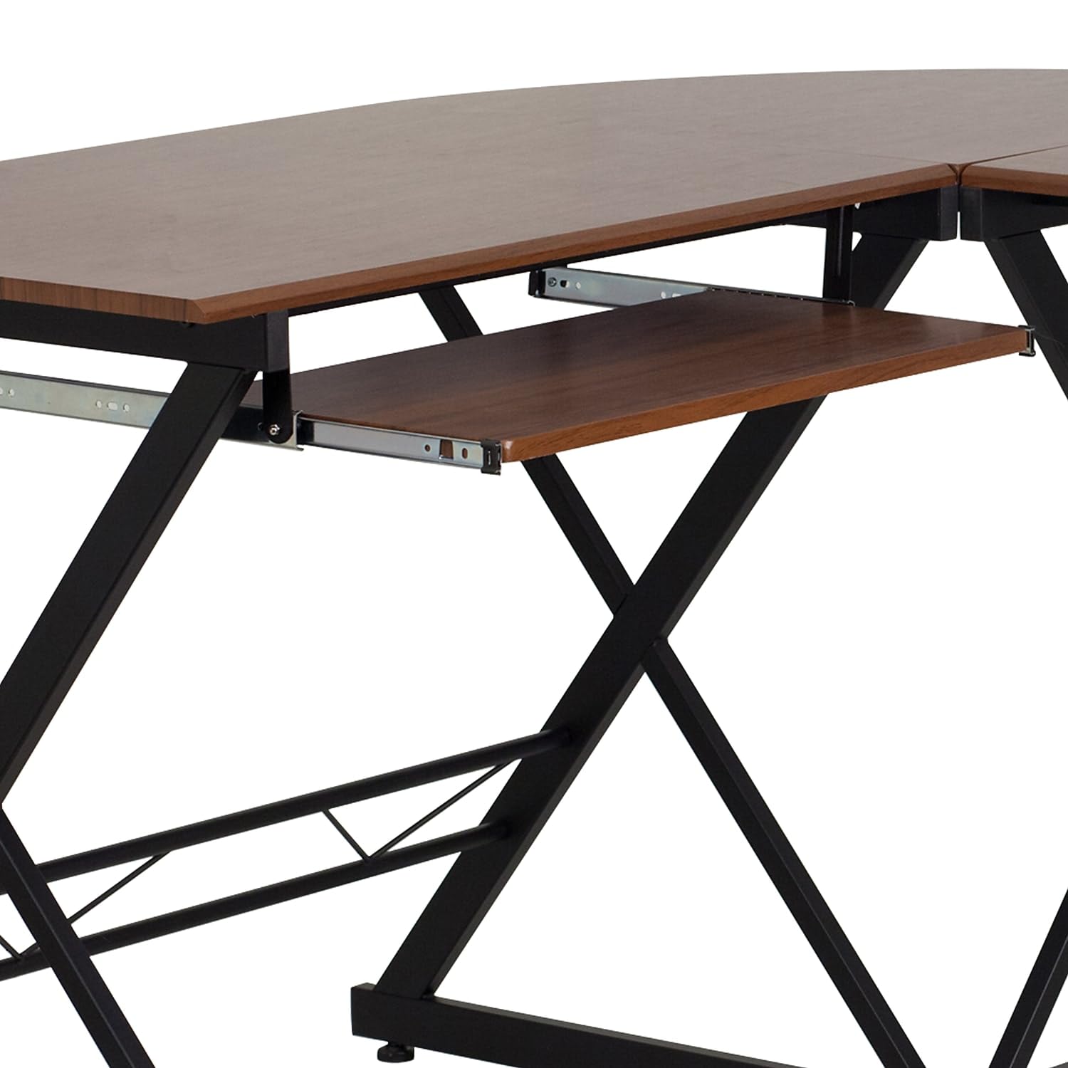 Flash Furniture Singleton Teakwood Laminate L-Shape Computer Desk with Pull-Out Keyboard Tray - Home Office Workstation for Small Spaces, Gaming & Study Desk with Ergonomic Design