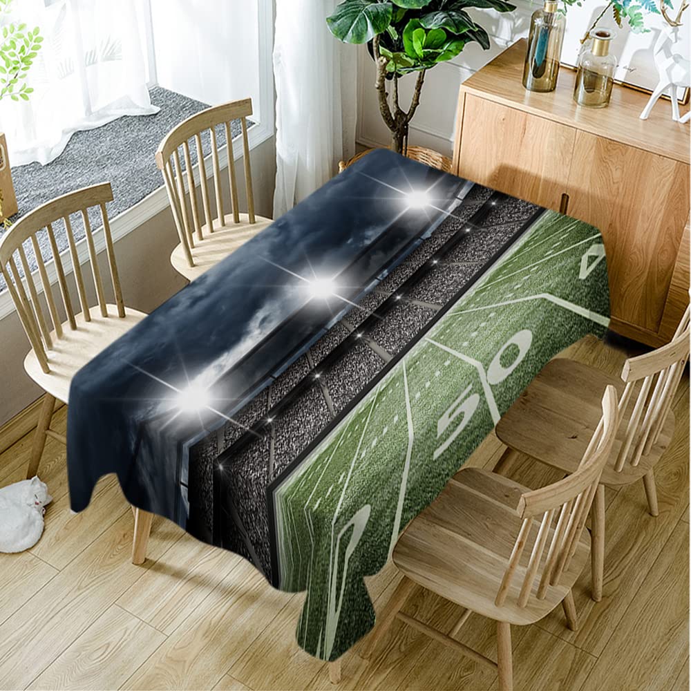 Zaueky American Football Field Tablecloth - 60 x 104 Inch Rectangular Soccer Game Design Kitchen Dining Table Cover for Parties - Easy Clean Polyester Fabric - Perfect for Game Day Decor, Tailgating & Sports Themed Events