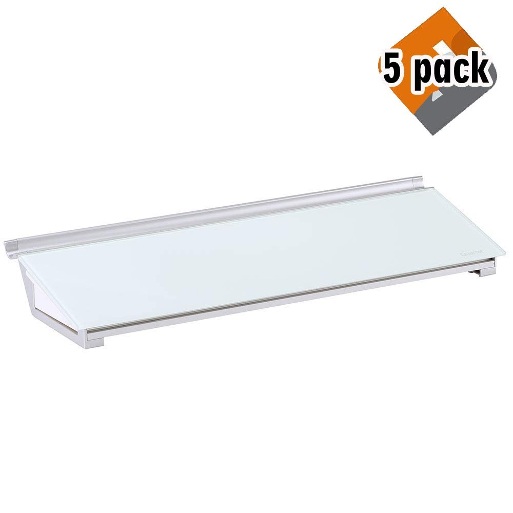 5 Pack Quartet Glass Whiteboard Desktop Computer Pad with Storage Drawer - 18 x 6 Inches White Dry Erase Surface (GDP186) for Office, Home & Classroom Organization | Perfect for Notes, Reminders & Planning