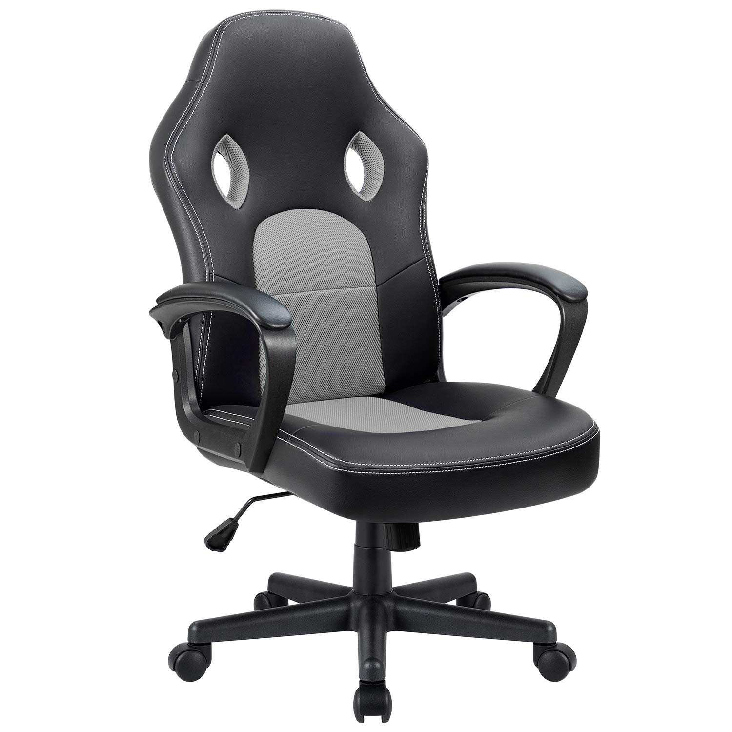 Furmax Ergonomic Office Chair - Adjustable Leather Gaming & Computer Desk Chair with Lumbar Support, Racing Style Swivel Task Chair for Home & Office Use (Grey)
