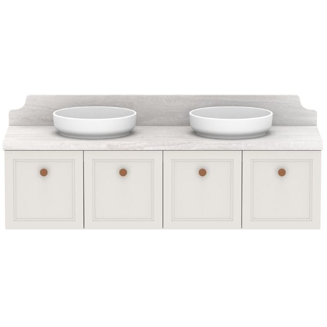 ADP Mabel Wall Mounted Vanity with Cherry Pie Premium Solid Surface Countertop - Modern Bathroom Sink for Small Spaces & Powder Rooms