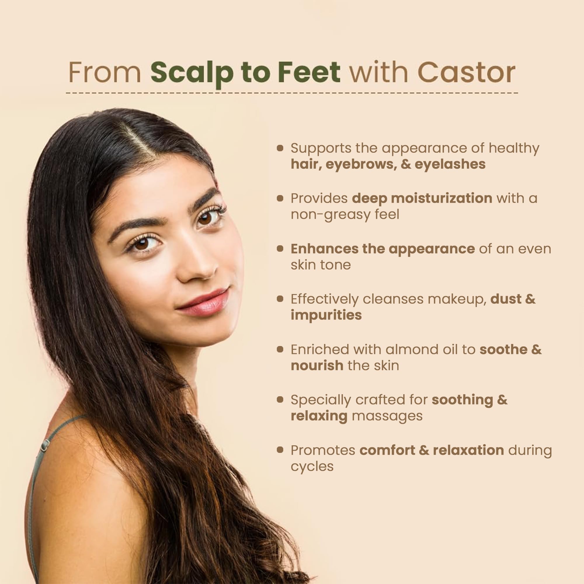 Nat Habit Cold Pressed 100% Pure Castor (Arandi) Oil for Skin & Hair Care - Vitamin E Enriched with Omega-6 & 9, Mineral Free - 200ml - Promotes Hair Growth & Moisturizes Skin - Perfect for Daily Beauty Routine & Natural Remedies