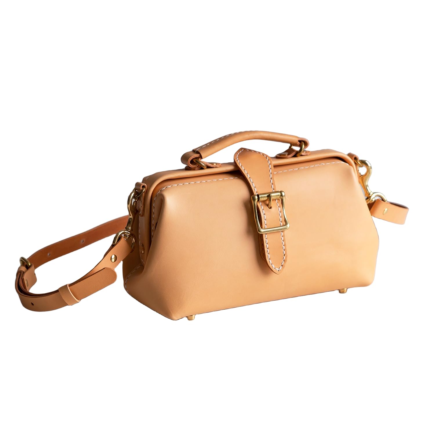 Genuine Leather Doctor's Bag - Vintage Style Shoulder Bag for Women, Monogrammed Leather Purse, Light Yellow Everyday Carry Handbag | Perfect for Medical Professionals, Nursing Students & Retro Fashion Lovers