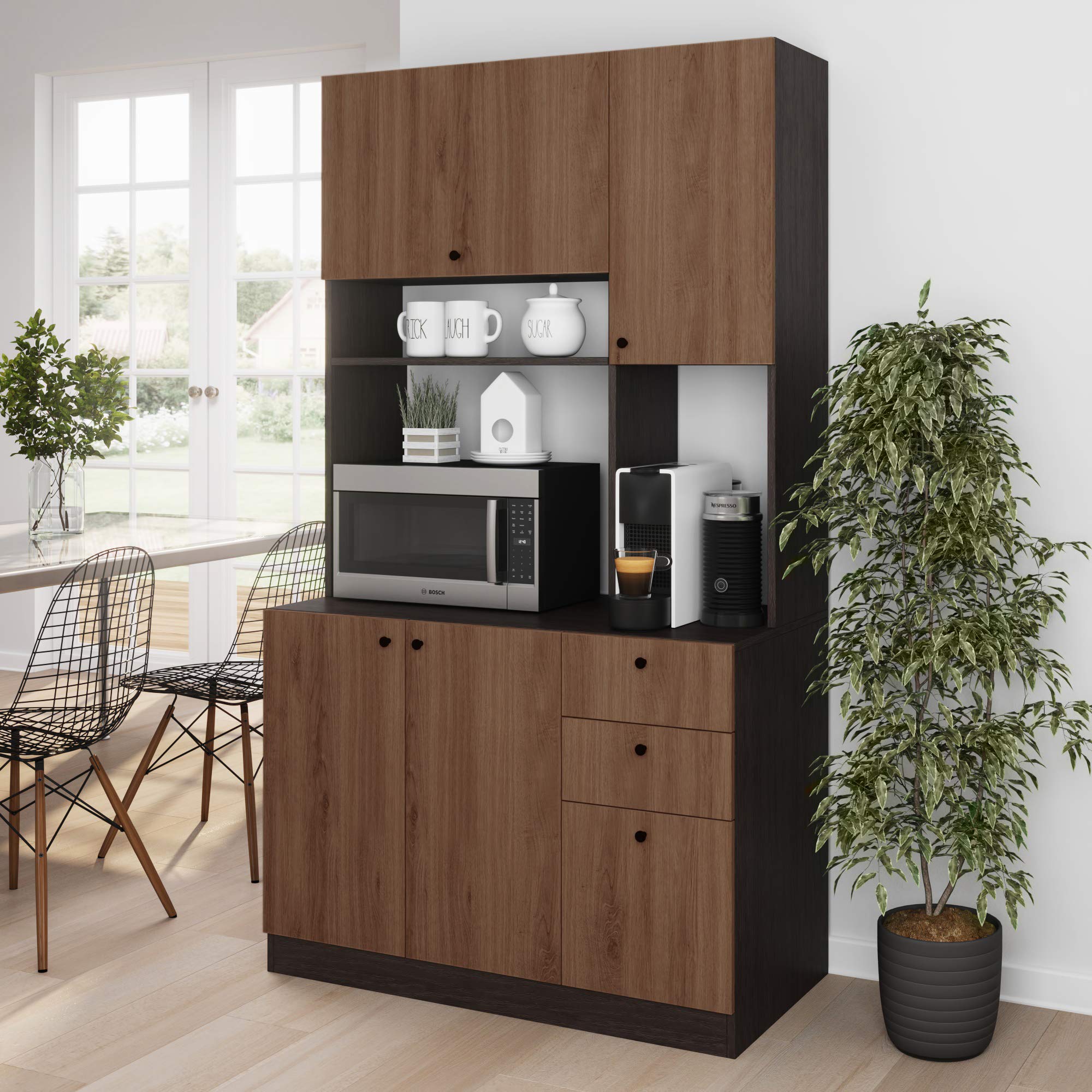 Large Kitchen Storage Cabinet with Drawers & Microwave Cart - Pantry Organizer for Home & Office