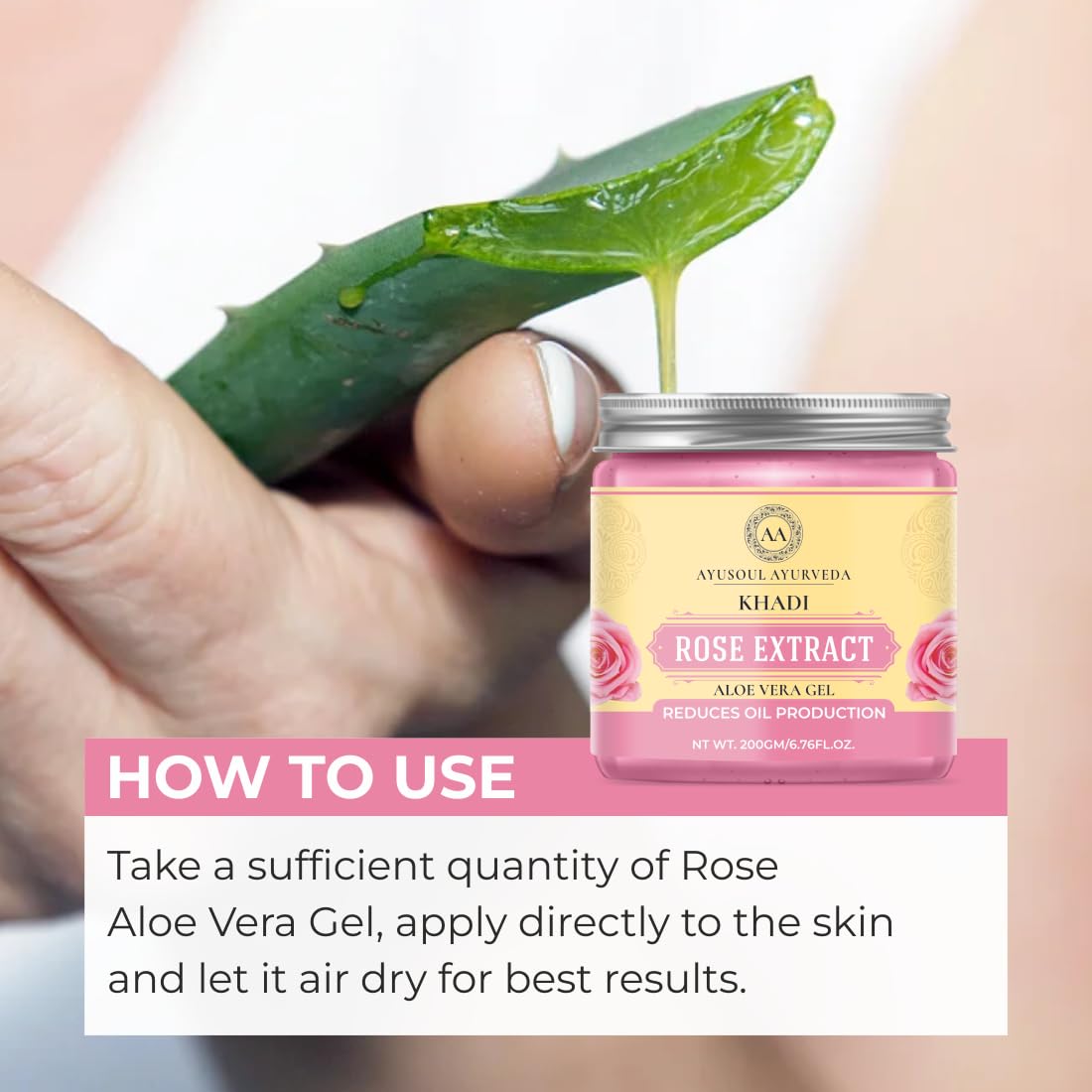 **Ayurvedic Khadi Rose Aloe Vera Face Gel – 99% Pure & Natural for Moisturizing & Hydration, SLS-Free, 200g – Perfect for Dry Skin & Daily Skincare Routine**