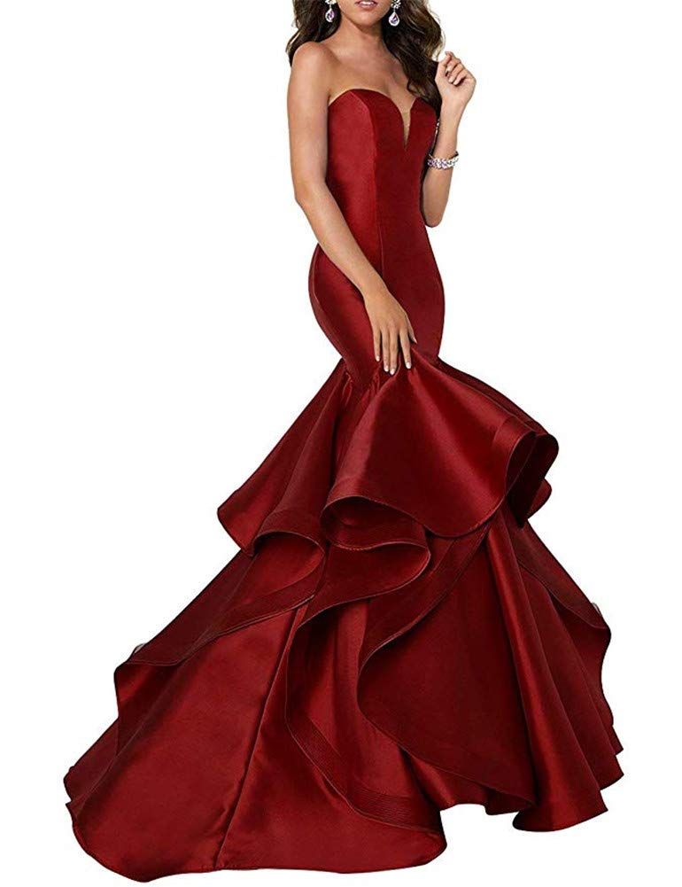 AI Maria Women's Mermaid Prom Evening Party Dresses - Elegant Tiered Formal Gown for Homecoming, Wedding Guest, Cocktail & Special Occasions