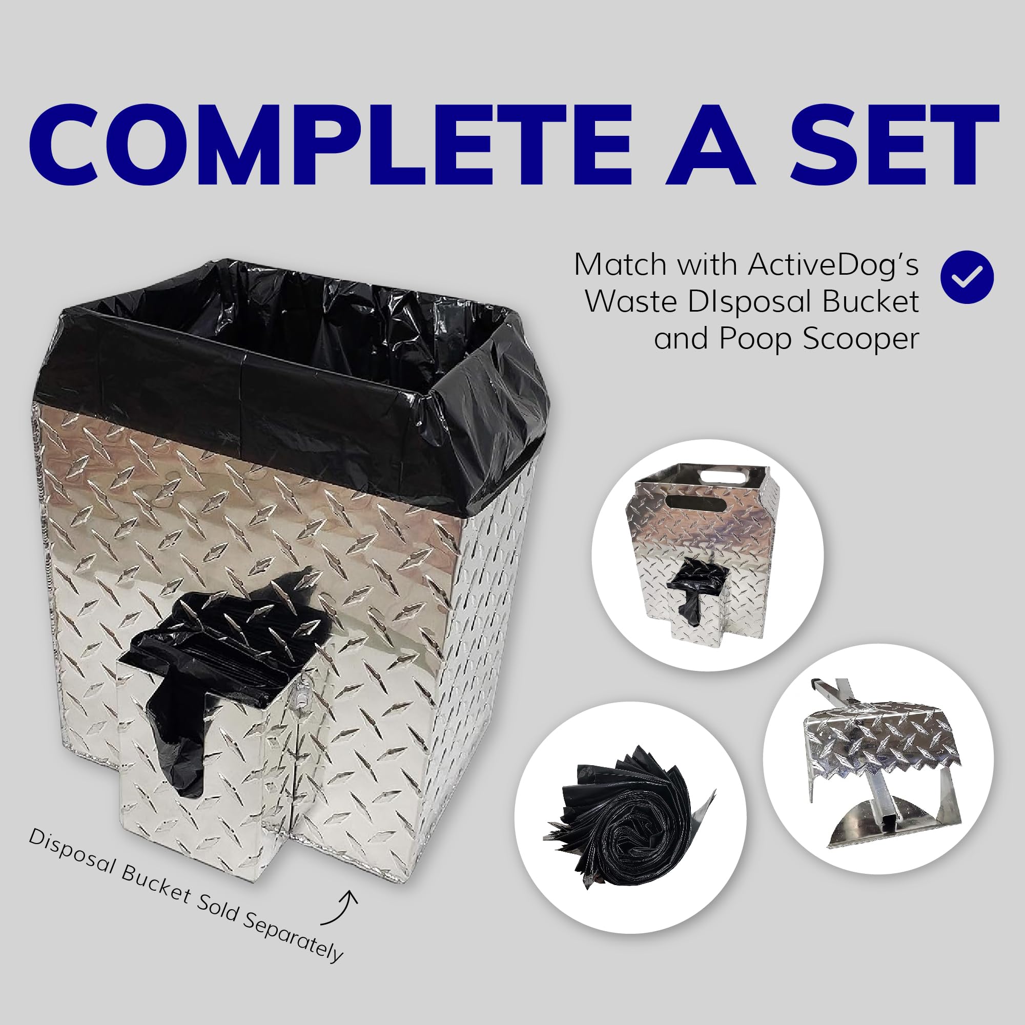 ActiveDogs Heavy Duty 5 Gallon Dog Poop Bucket Bags - 12 Pack Extra Thick 1.2ml Leak Proof & Tear Resistant Refill Liners for Waste Removal | Perfect for Trash Cans, Buckets & Pails | Ideal for Dog Parks, Backyards & Pet Waste Stations