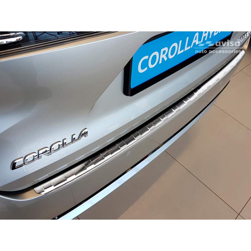 Avisa 2/35419 Stainless Steel Rear Bumper Guard for 2019 Toyota Corolla XII Combi - Durable Protection with Rib Design | Perfect for Parking, Loading & Scratch Prevention