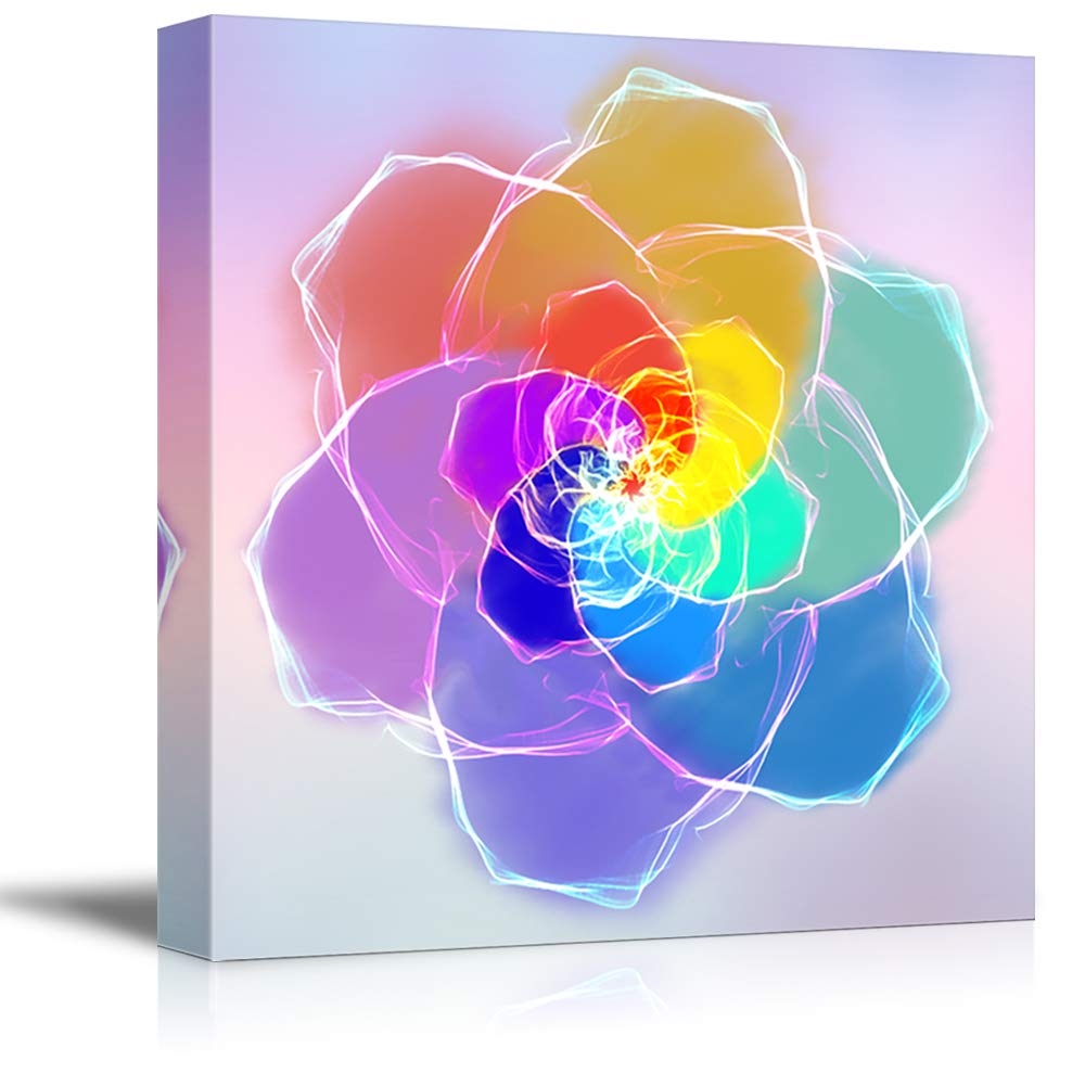 Wall26 - Abstract Color Flower Canvas Wall Art for Bedroom & Living Room - 12x12 Inches Giclee Painting - Modern Home Decor for Housewarming, Apartment Decor, Office Wall Art