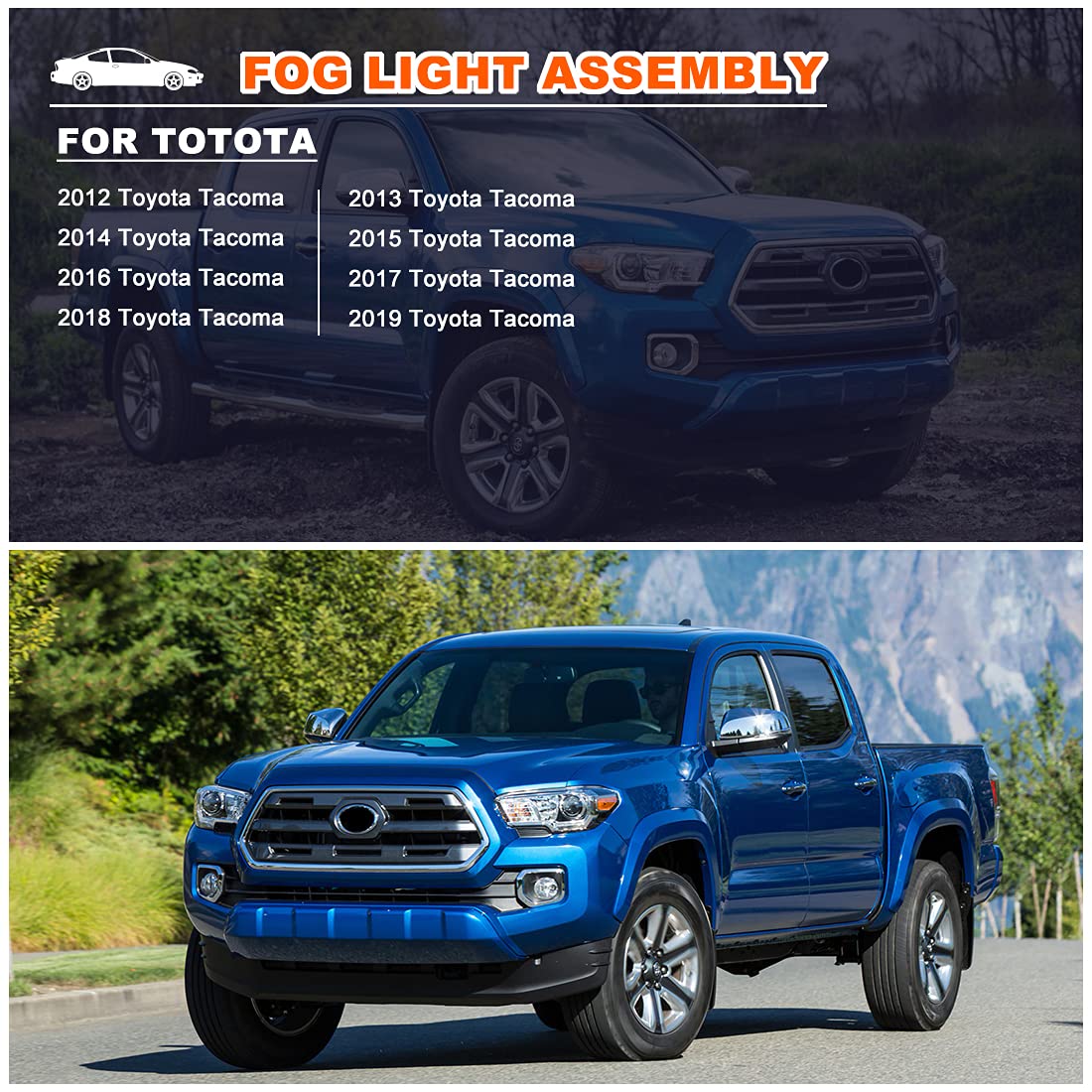 Nixon Offroad Fog Lights for Toyota Tacoma 2012-2019 - Clear Lens Fog Light Assembly with Bulbs, Wiring Kit & Switch - Driver & Passenger Side - Perfect for Off-Roading, Night Driving & Extreme Weather Conditions