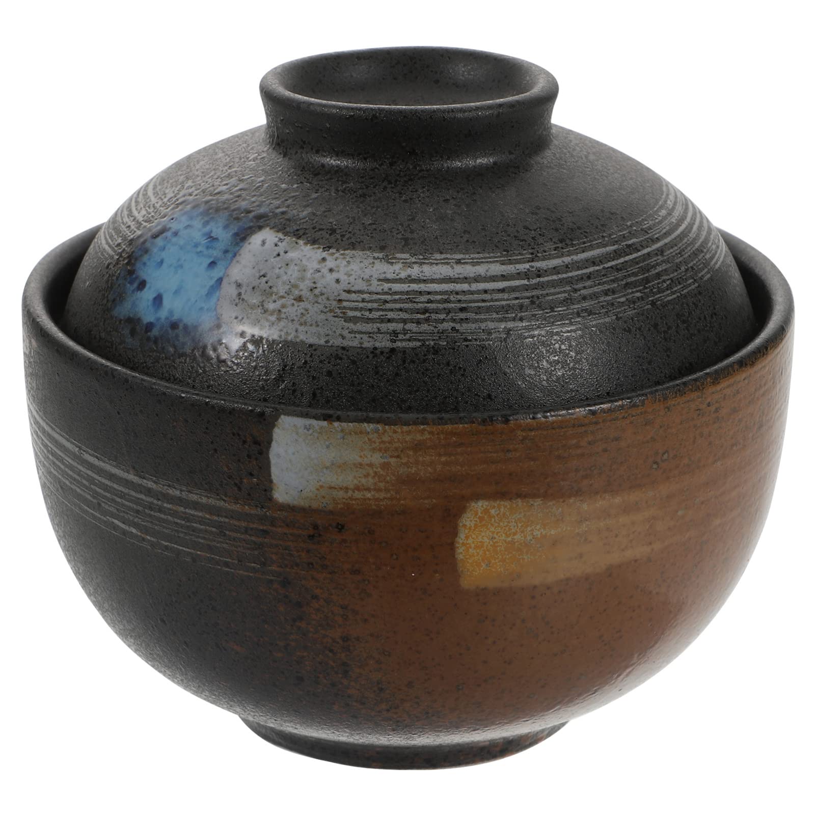 Premium Ceramic Stew Pot with Lid - 2.5QT Ceramic Casserole Pot, Soup Pot & Steaming Bowl Set - Includes Spoon - Black Stoneware for Kitchen & Dining - Perfect for Slow Cooking, Serving Dishes & Family Meals