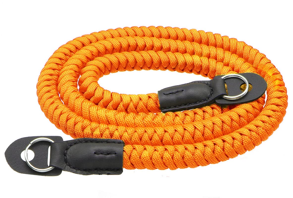 Durable 42-inch Orange Paracord Camera Strap for Canon Nikon Sony DSLR & Mirrorless Cameras - Comfortable Neck & Shoulder Strap for Photography, Travel & Outdoor Adventures