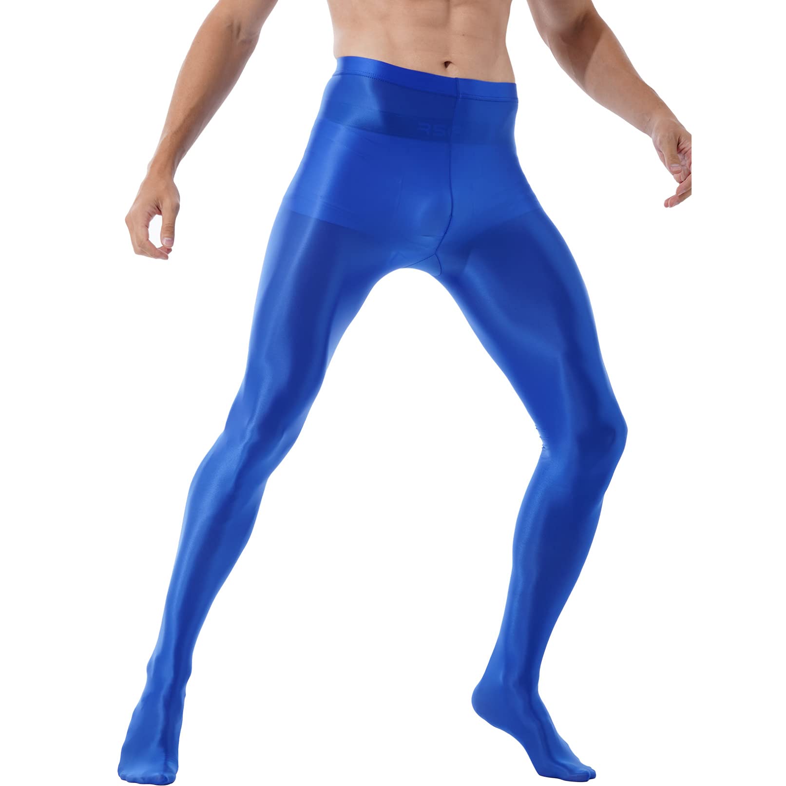 Men's Seamless Glossy Dance Tights - Footed Pantyhose with Oil Shiny Nylon Finish - Perfect for Ballet, Jazz, Performances & Costume Parties
