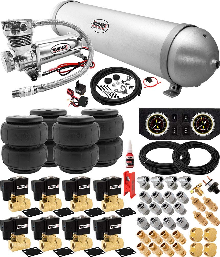 Vixen Air Suspension Kit for Trucks & Cars - 200psi On Board Air System with 5 Gallon Aluminum Tank - Air Ride, Spring Replacement - Perfect for Boat Lift, Towing, Load Leveling, RV, Train Horn Applications (Model VXX3805FB/4850C)