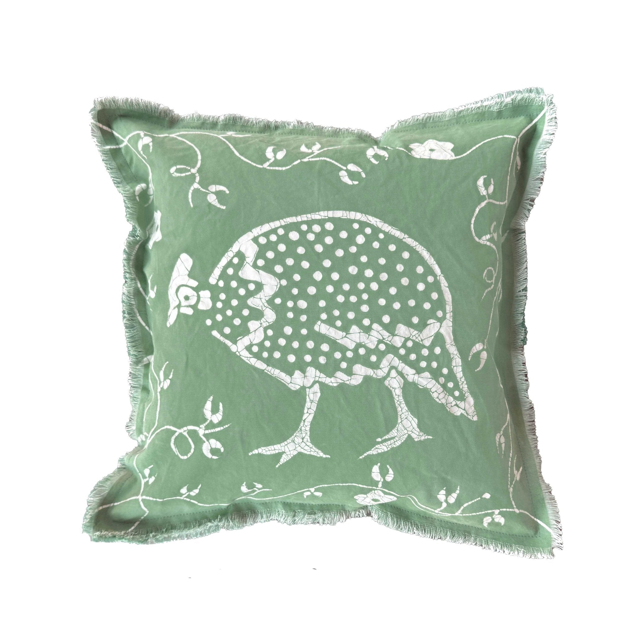Premium Guinea Fowl Pattern Cushion Cover - Medium Green Home Decor for Living Room, Bedroom & Sofa
