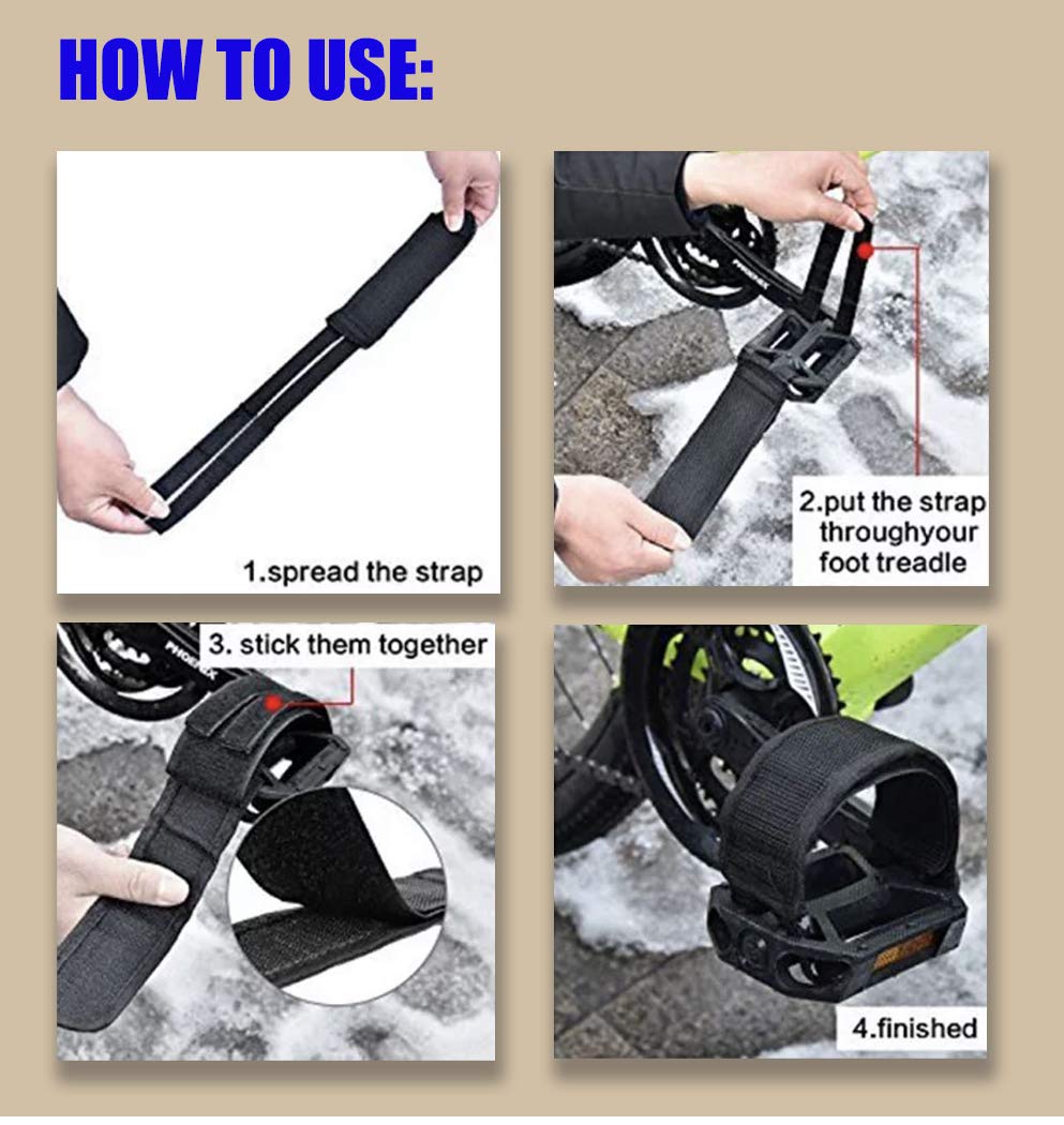 Tomato Palace Premium Black Mountain Bike Pedal Straps - Heavy Duty Toe Clip Straps for Fixed Gear & Single Speed Bikes (2 Pack) - Ideal for Urban Commuting, Road Cycling & Fitness Training