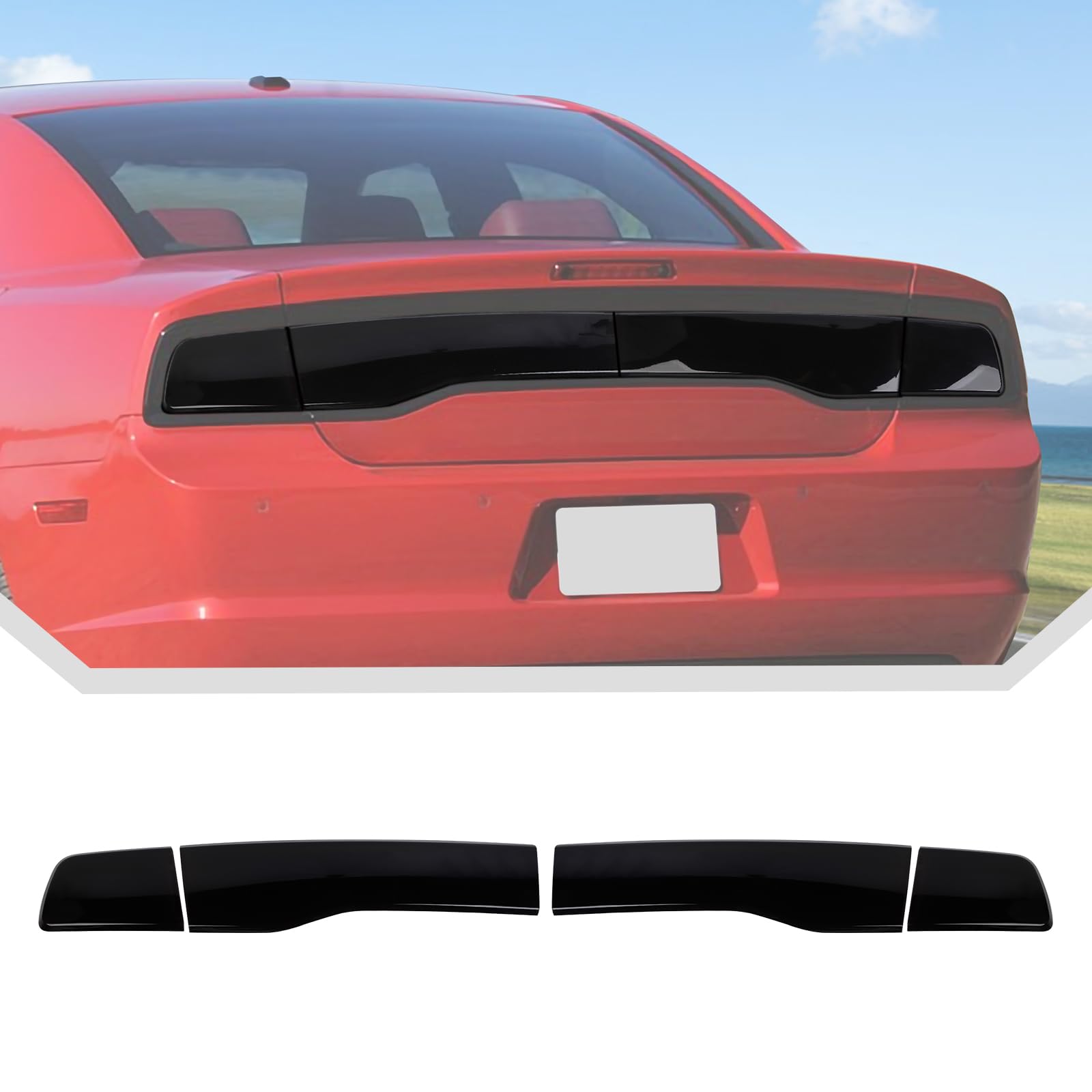 JeCar Smoke Tail Light Covers for 2011-2014 Dodge Charger - Black Lens Protector Guard Trim - Easy Installation & Weatherproof Design (Perfect for Car Shows, Night Driving & Custom Styling)