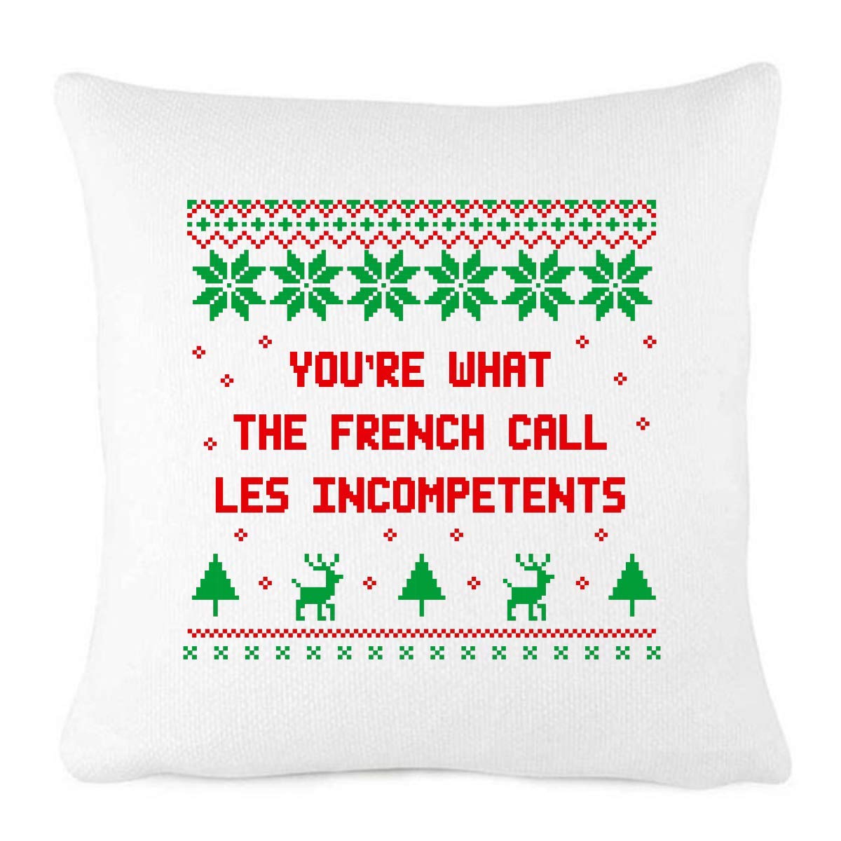 Funny Classic Christmas Movies Pillow Cover - 'Les Incompetents' French Quote Home Decor for Farmhouse, Living Room & Holiday Décor | Perfect for Christmas Gifts, Sofa Throw Pillow & Seasonal Home Decoration