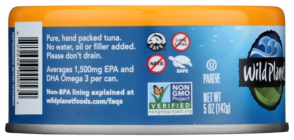 Wild Planet Wild Albacore Tuna - Low Mercury, High Protein - 12 Pack (5 Oz Cans) - Perfect for Healthy Lunches, Keto & Paleo Diets