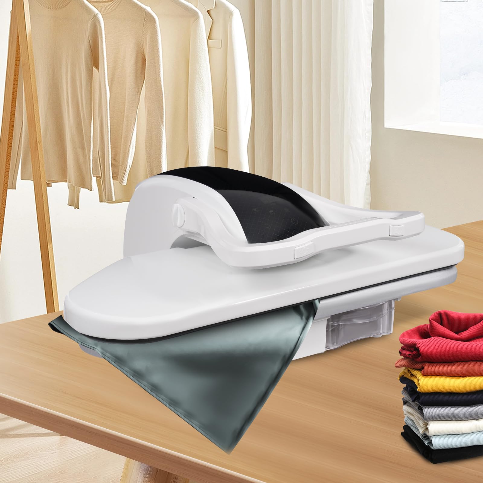 1600W Digital Smart Steam Press for Clothes with Touch Screen & Voice Control - Fast Heating Fabric Iron Press Machine with 42 Steam Outlets & Multiple Fabric Settings (White) - Perfect for Home Laundry, Tailoring Shops, and Professional Garment Care