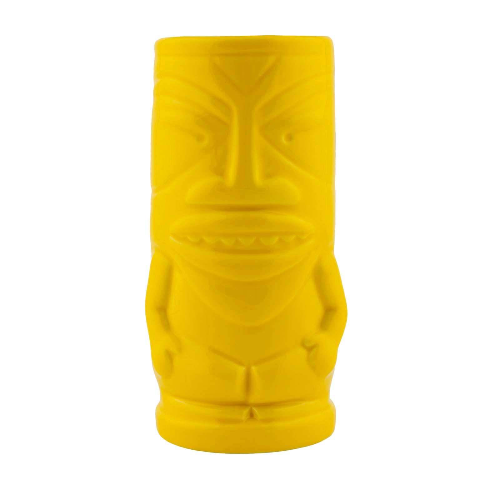 BarConic® 12 oz Tiki Cocktail Glasses - Set of 4 Yellow Tropical Themed Cups for Summer Parties, Luau Events & Beach-Themed Decor