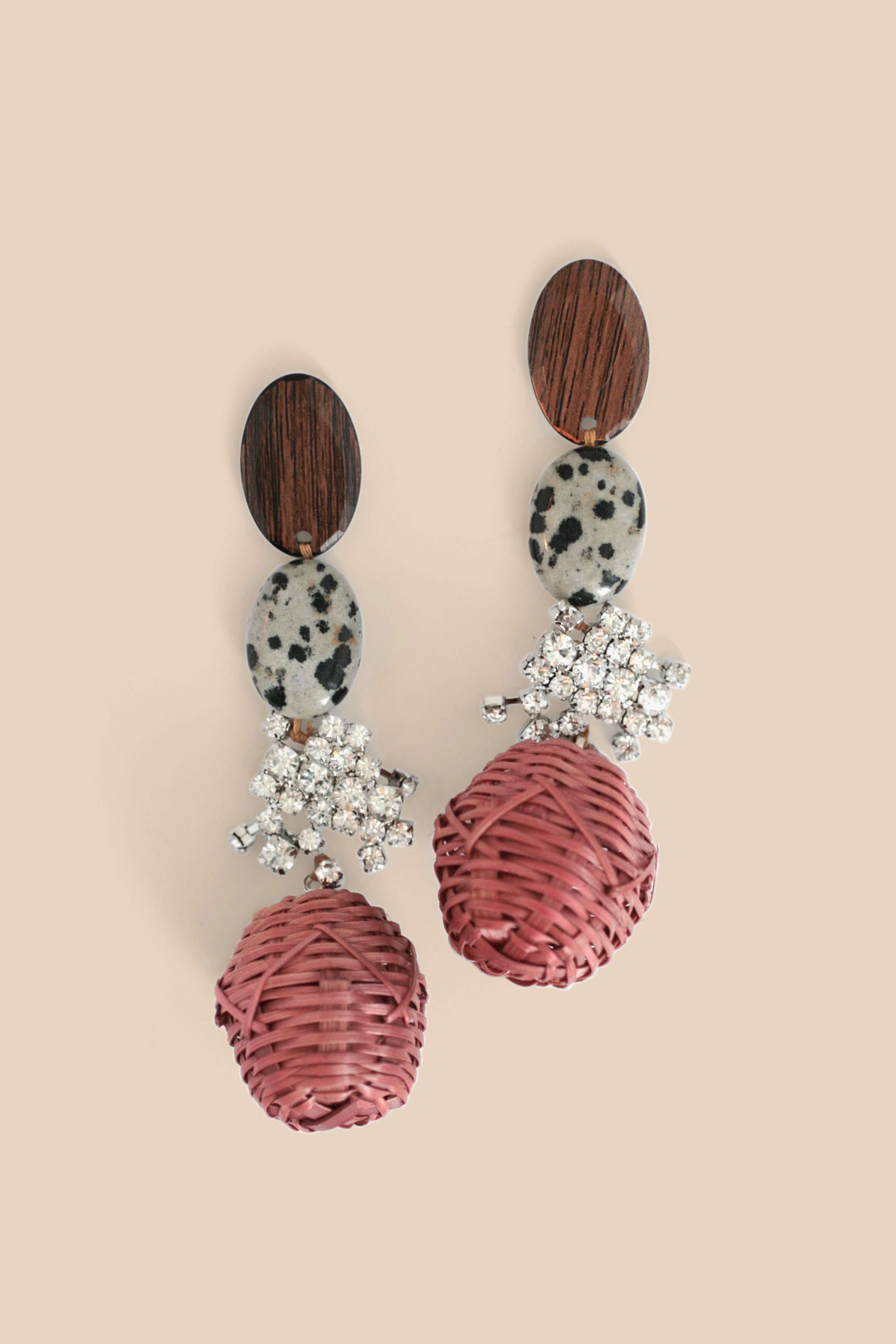 Handmade Wicker Basket Weave Earrings - Boho Red Dangle Earrings for Women | Perfect for Summer Festivals, Beach Vacations & Boho Chic Outfits