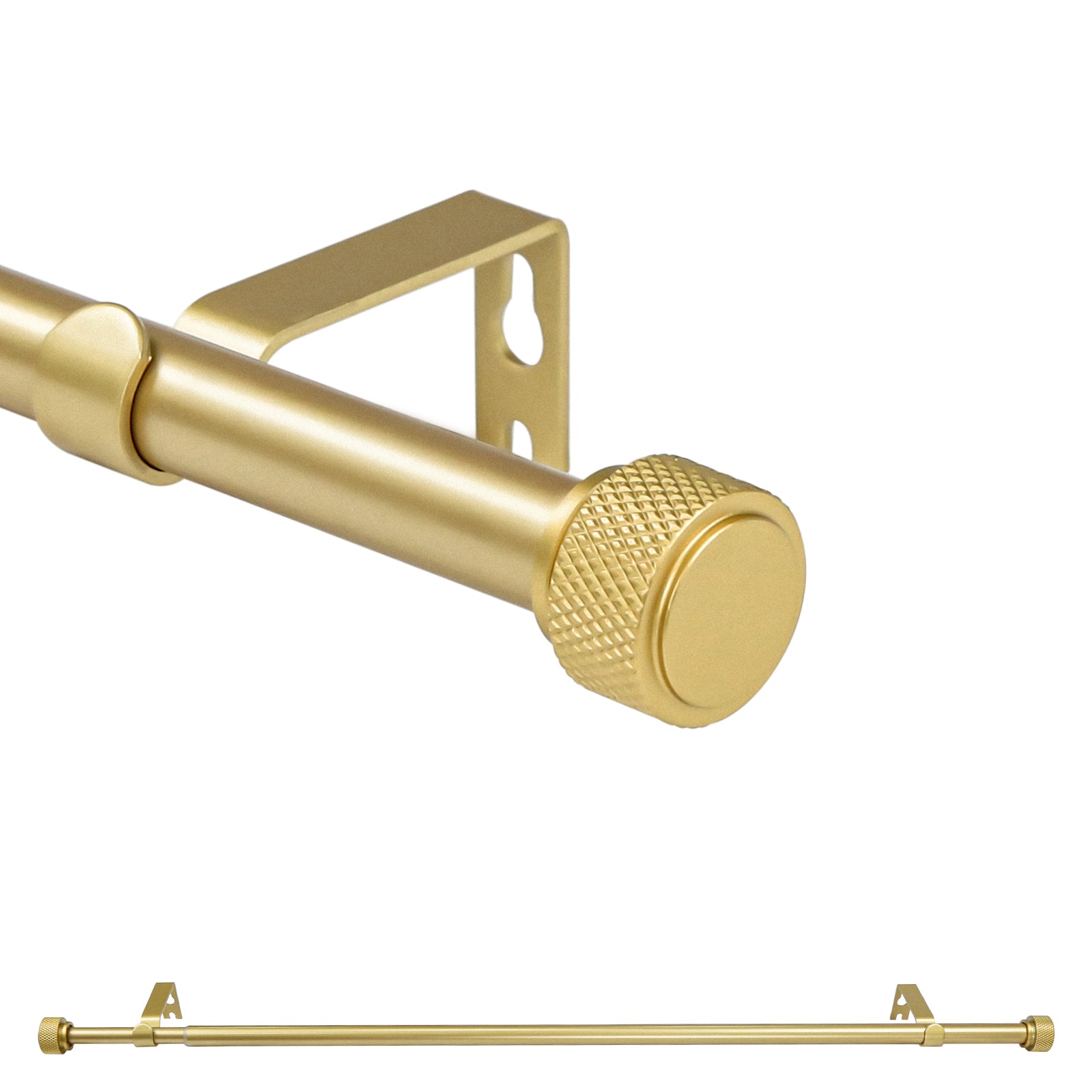 Urbanest 5/8 Inch Adjustable Single Drapery Curtain Rod Set with Maniglia Finials - 28-48/48-84/84-120 Inches - Gun Metal, Pewter & Matte Gold - Perfect for Living Room, Bedroom & Window Treatments