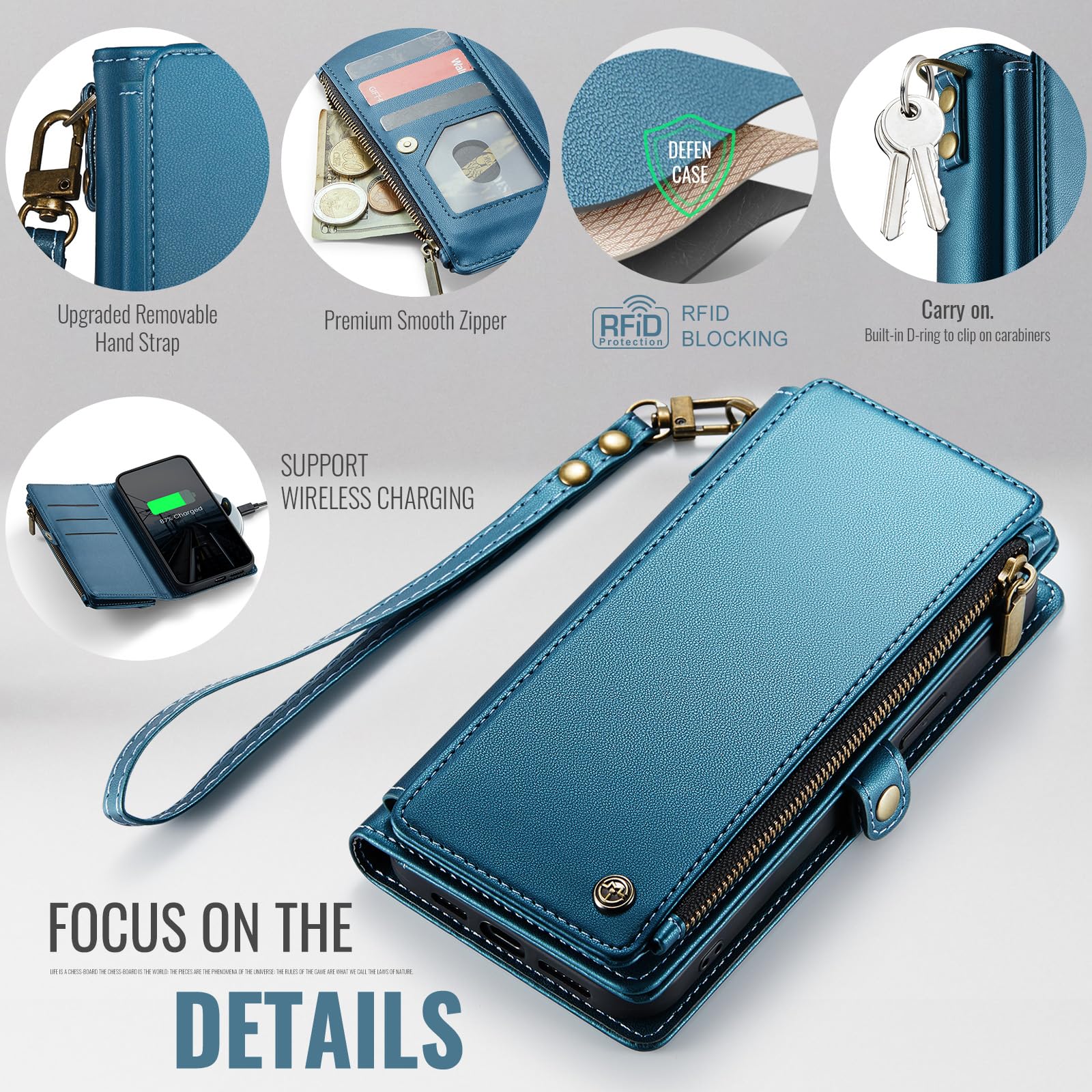 RFID Blocking PU Leather Wallet Case for Samsung Galaxy S20 FE 5G - Magnetic Snap Flip Cover with Card Holder & Zipper Pocket | Perfect for Daily Use, Travel, and Secure Contactless Payment Protection (Dark Blue)