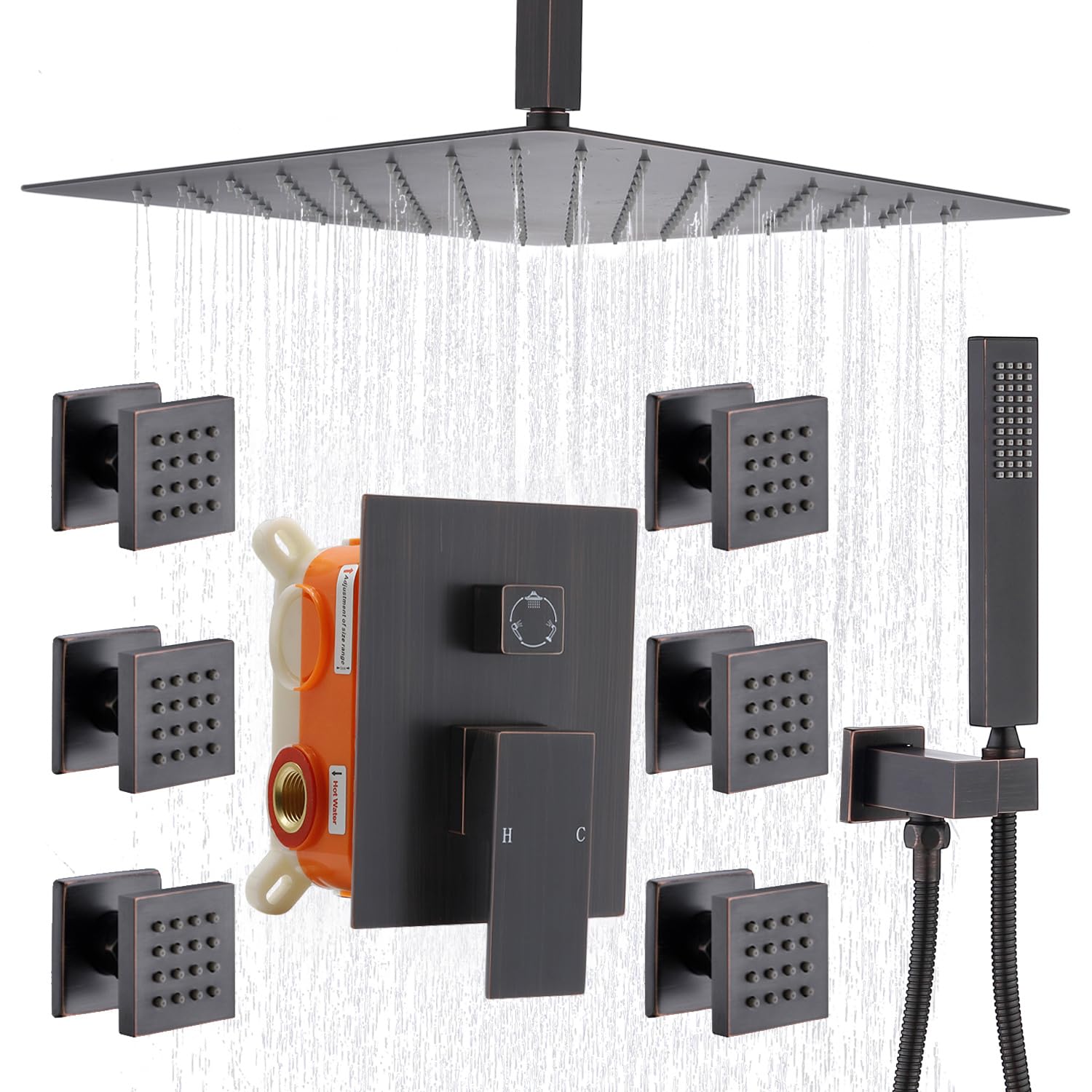 Enga Rainfall Shower System with 6 Body Jets - 12