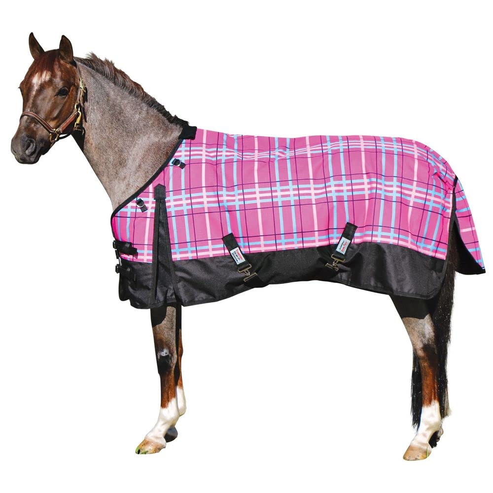 Viking Classic Euro Fit Horse Turnout Blanket - Waterproof Winter Horse Blanket with Surcingle Plaid Design & Large Tail Cover | Heavy Duty Stable Blanket for Cold Weather Riding & Outdoor Horse Protection