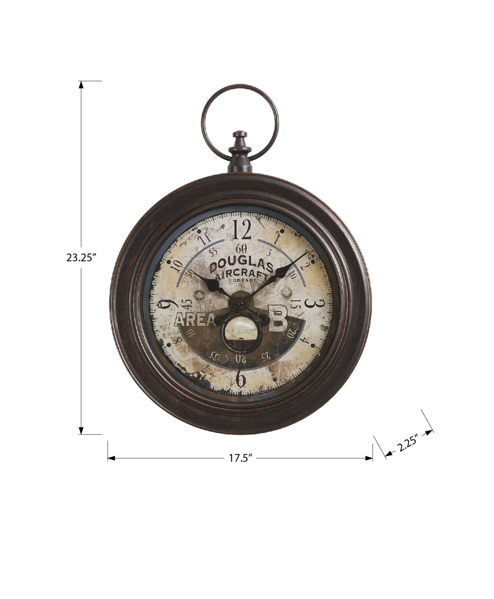 18 Inch Round Wall Clock - Antique Brown Vintage Style for Home, Office & Kitchen Decor | Traditional Decorative Clock