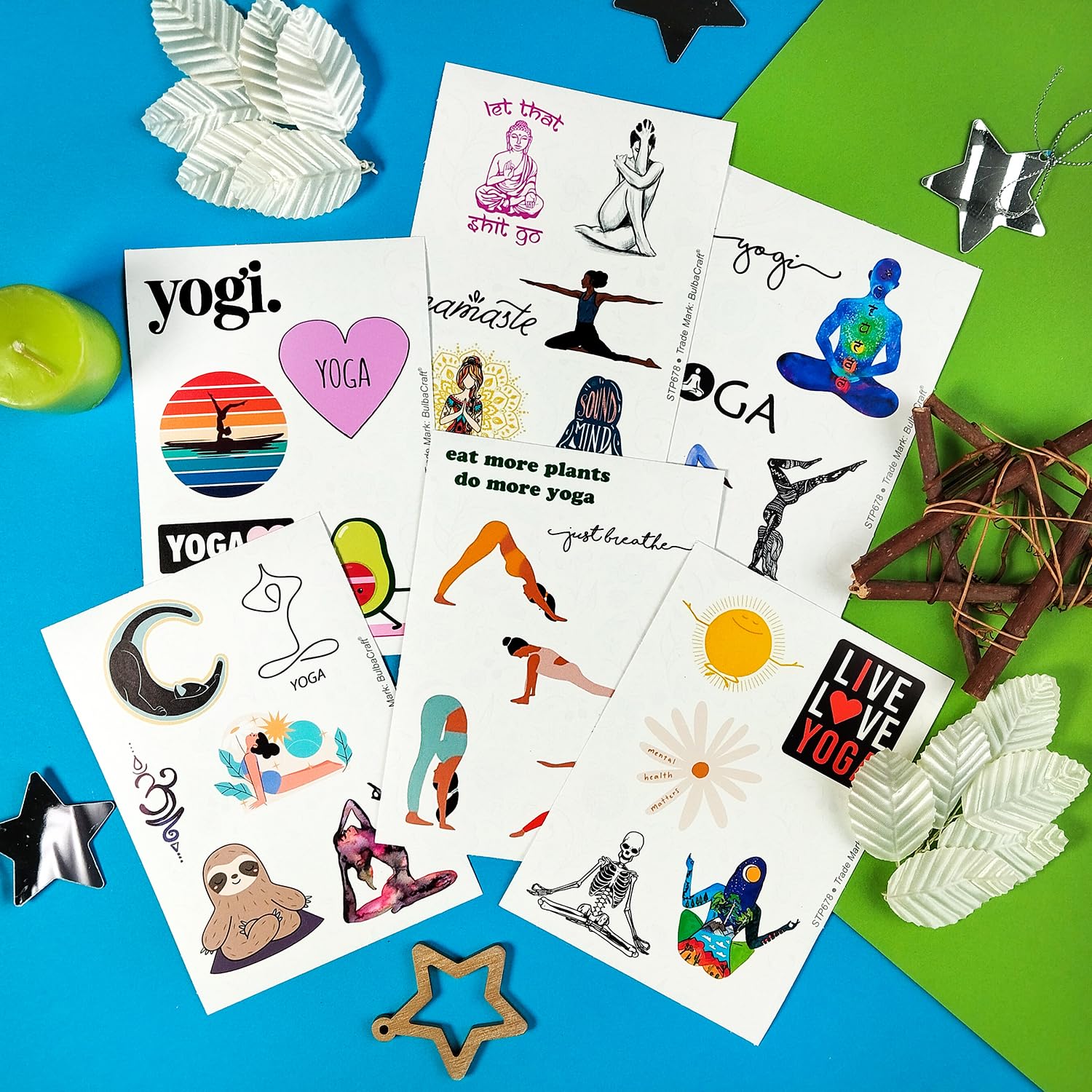 100Pcs Yoga Stickers & Decals - Motivational Yoga Gifts for Women, Instructors, Moms & Yoga Lovers - Waterproof Vinyl Stickers for Laptops, Water Bottles, Yoga Mats & More - Perfect for Yoga Studios, Home Decor & Personalization