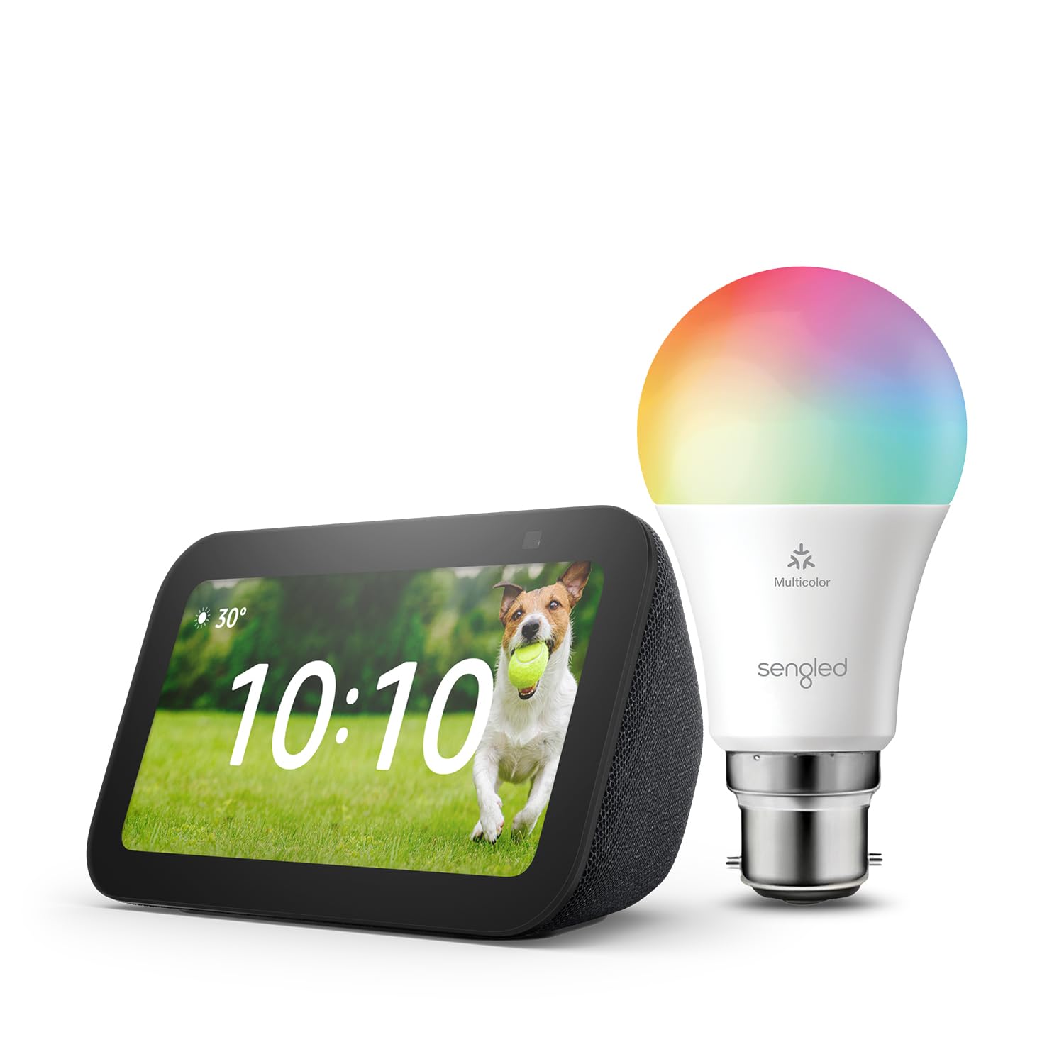 Echo Show 5 (3rd Generation) with Sengled Smart LED Bulb (B22) - Alexa Compatible Smart Home Starter Kit in Charcoal | Perfect for Home Automation, Voice Control & Smart Lighting