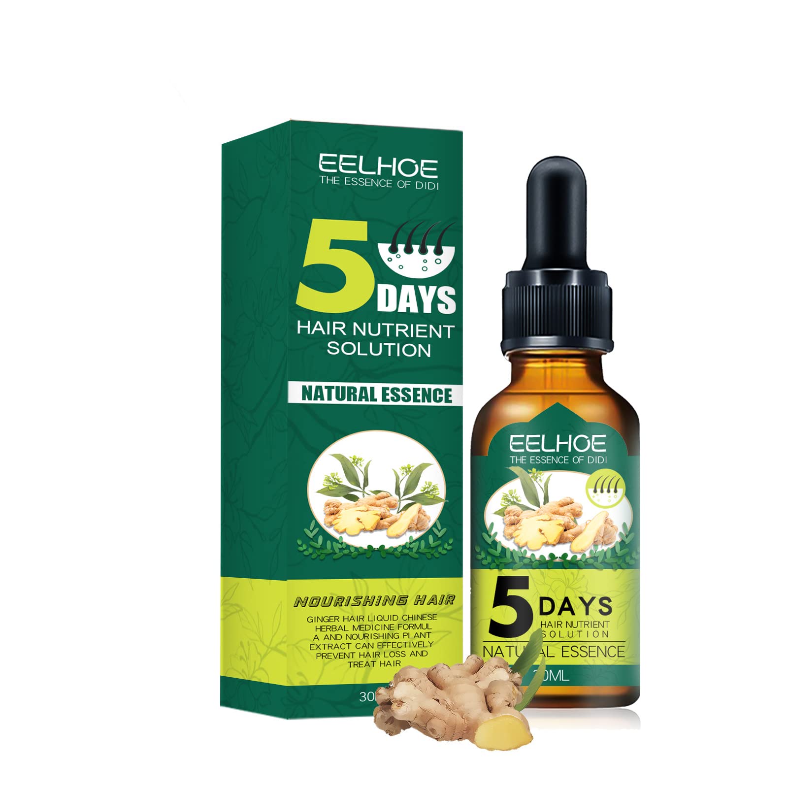Natural Ginger Hair Growth Serum for Women & Men - Anti Hair Loss Treatment with Deep Nourishing Formula to Repair & Strengthen Hair, Reduce Frizz & Promote Thicker Hair Growth (30ml) - Perfect for Daily Scalp Care & Damaged Hair Restoration