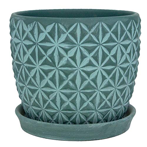 Tribeca 8-Inch Ceramic Planter Set of 2 - Teal Blue Flower Pots for Indoor Plants, Succulents & Home Decor | Perfect for Living Room, Office Desk & Garden Decorations
