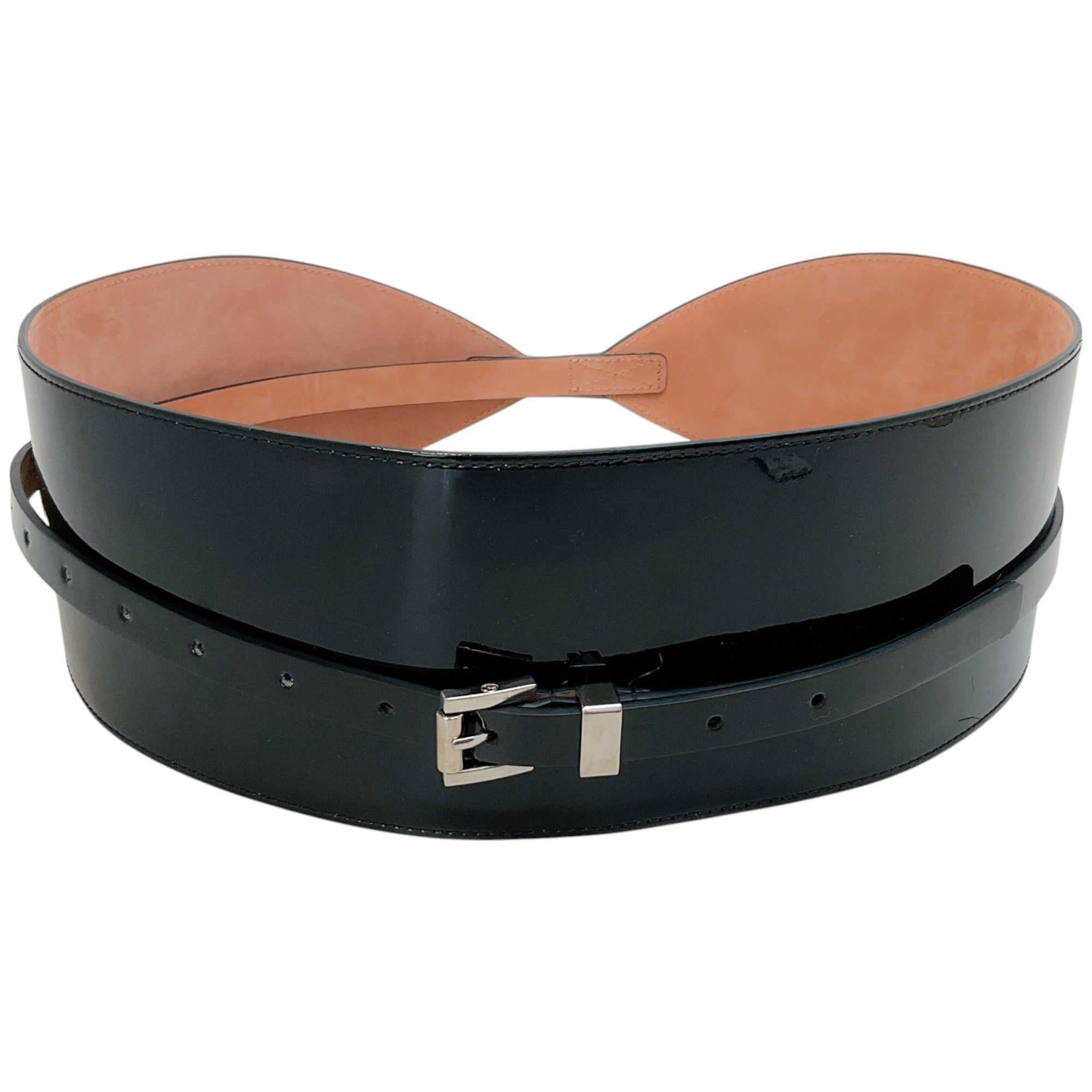 Michael Kors Black Patent Leather Wide Belt for Women - Stylish Fashion Accessory for Dresses, Jeans & Office Outfits