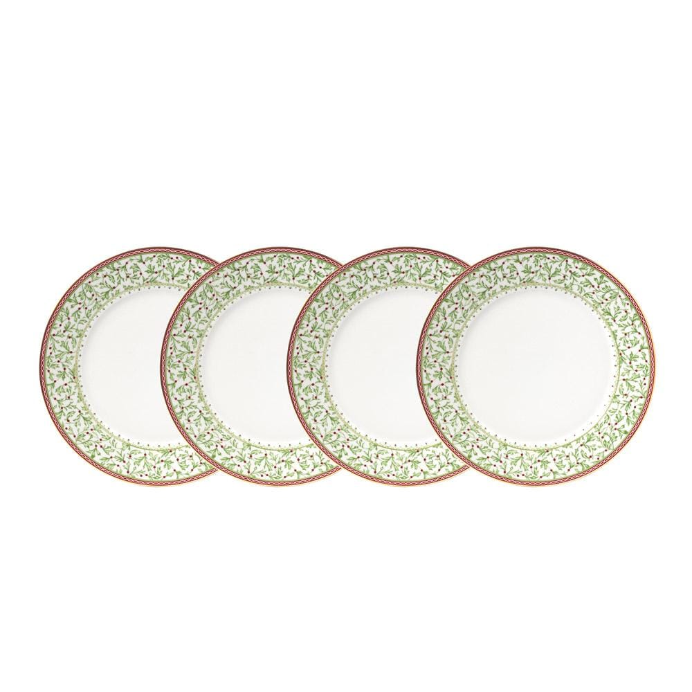 Festive Holiday Traditions Set of 4 Decorative Dinner Plates - Christmas, Thanksgiving & Family Gathering Tableware for Special Occasions