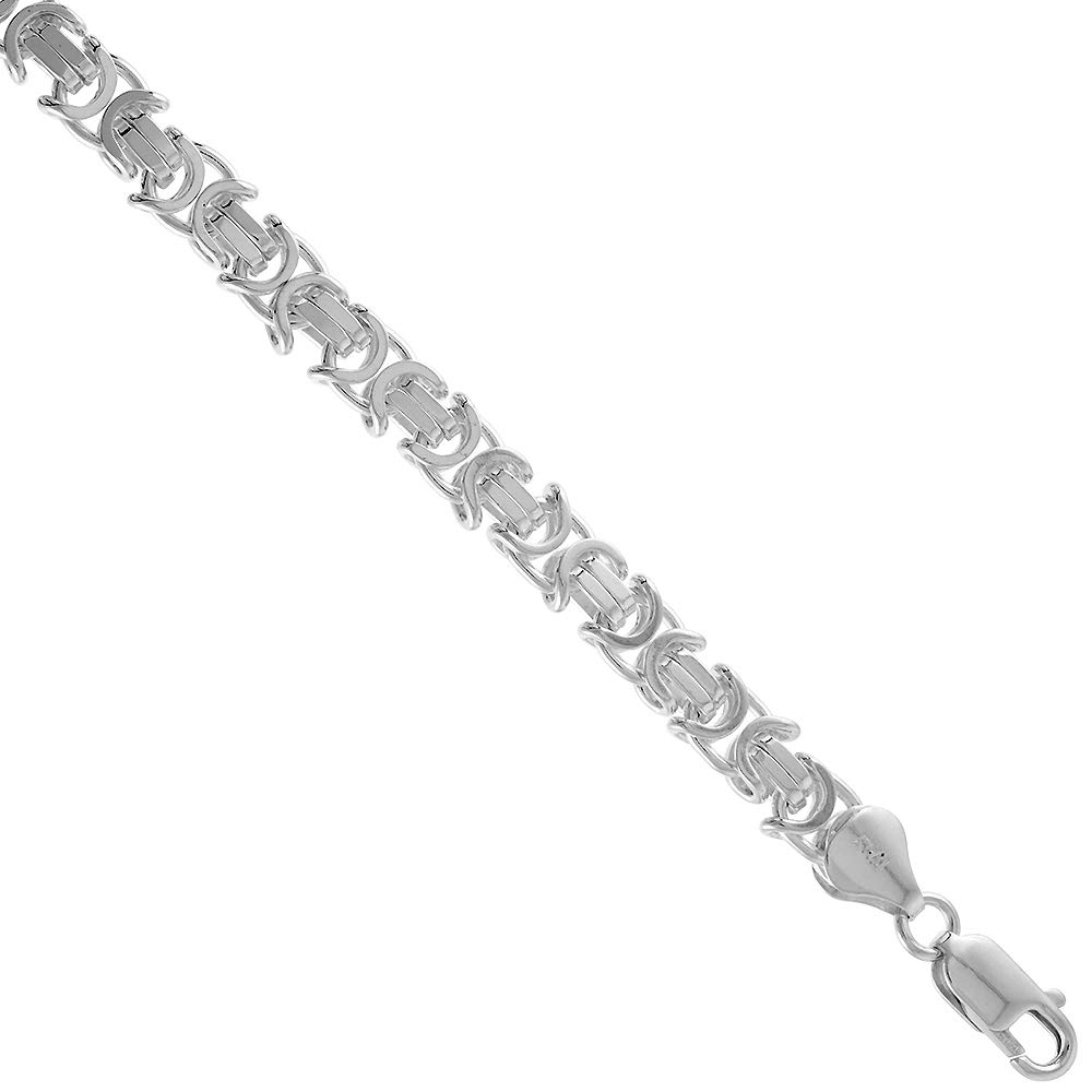 Sterling Silver 7mm Flat Byzantine Chain Necklace & Bracelet Set - Adjustable 7-30 Inches for Men and Women - Perfect for Gifts, Weddings, and Everyday Wear
