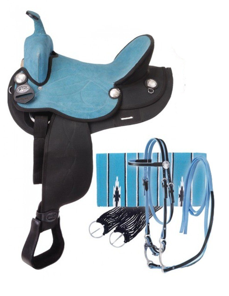 Tough 1 Eclipse Round 5-Piece Trail Basic Saddle Package - Durable Horse Riding Equipment for Western Trail Riding & Equestrian Training