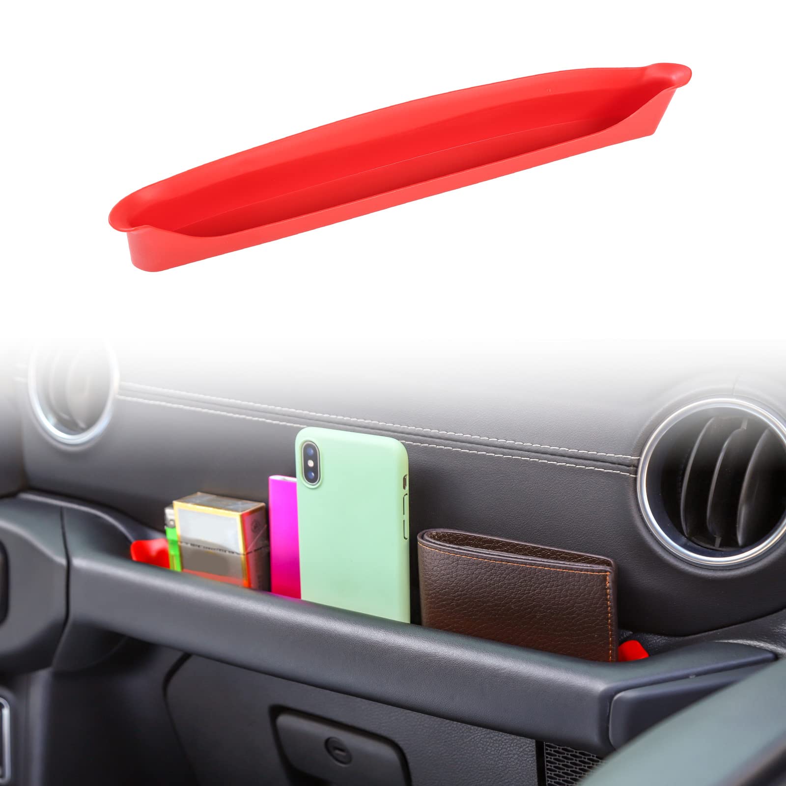Jeep JL JT GrabTray Passenger Side Storage Tray Organizer - Red Interior Accessory for 2018-2023 Jeep Wrangler JL/JLU & Gladiator JT (2/4 Door) - Perfect for Road Trips, Camping & Daily Commute