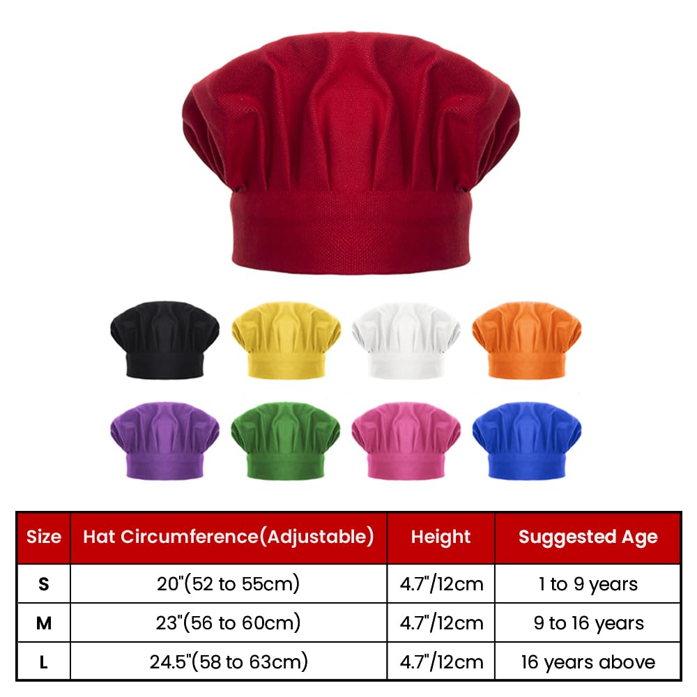 TopTie Adjustable Chef Hat for Kids & Adults - 100% Cotton Elastic Kitchen Cooking Baking Hat for Professional Chefs & Home Cooks | Perfect for Restaurants, Culinary Classes & Baking Parties