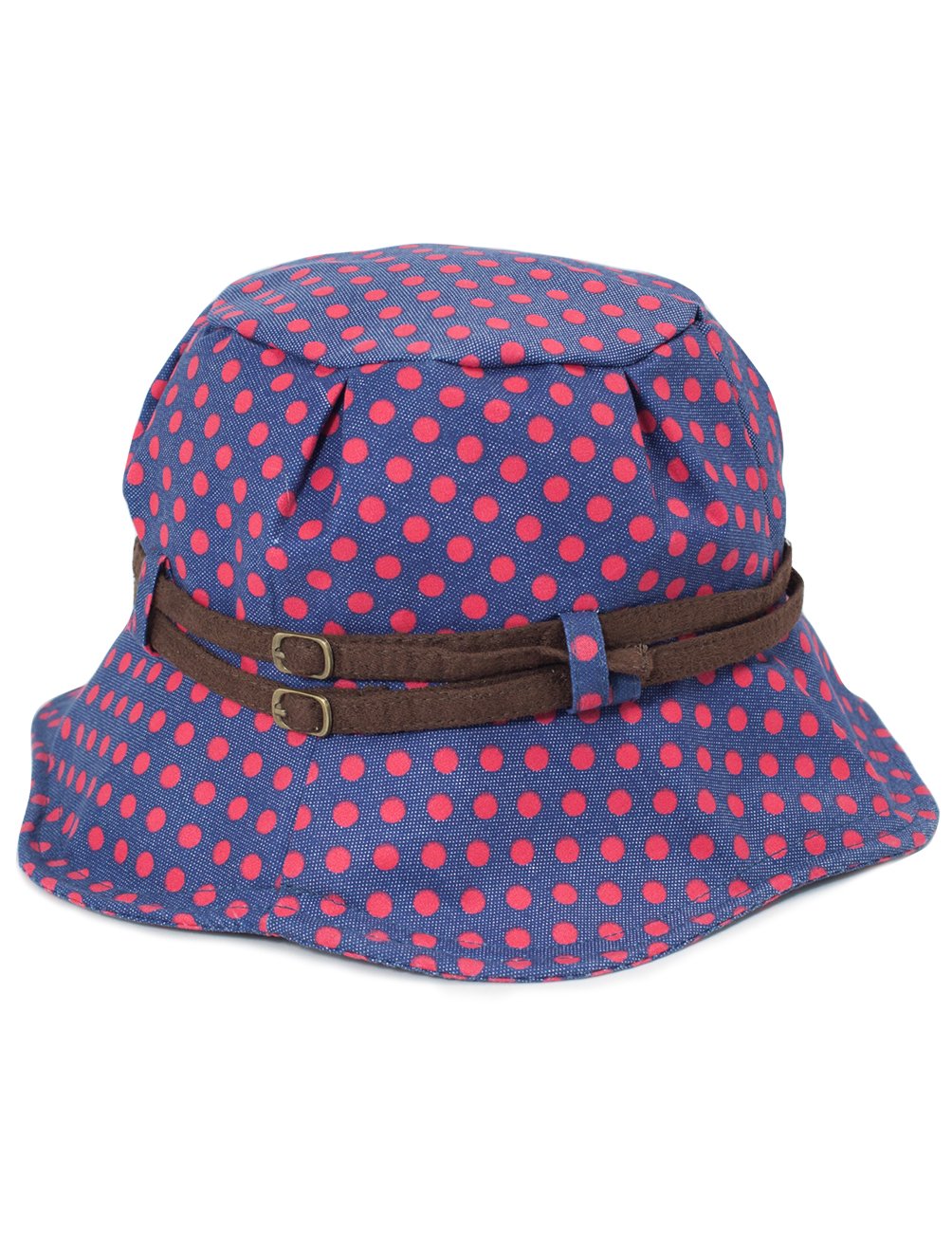 Dahlia Women's Summer Sun Hat - Wide Brim Bucket Hat with Adjustable Belt & Stylish Polka Dot Design - UV Protection for Beach, Gardening, and Outdoor Activities