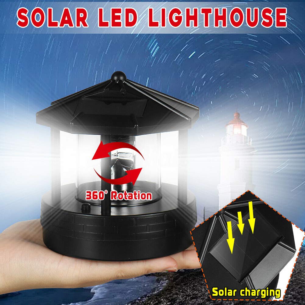 360° Rotating Solar LED Lighthouse Lamp - Waterproof Outdoor Garden Decor for Yard, Patio & Landscape Lighting | Perfect for Coastal, Beach & Backyard Themes