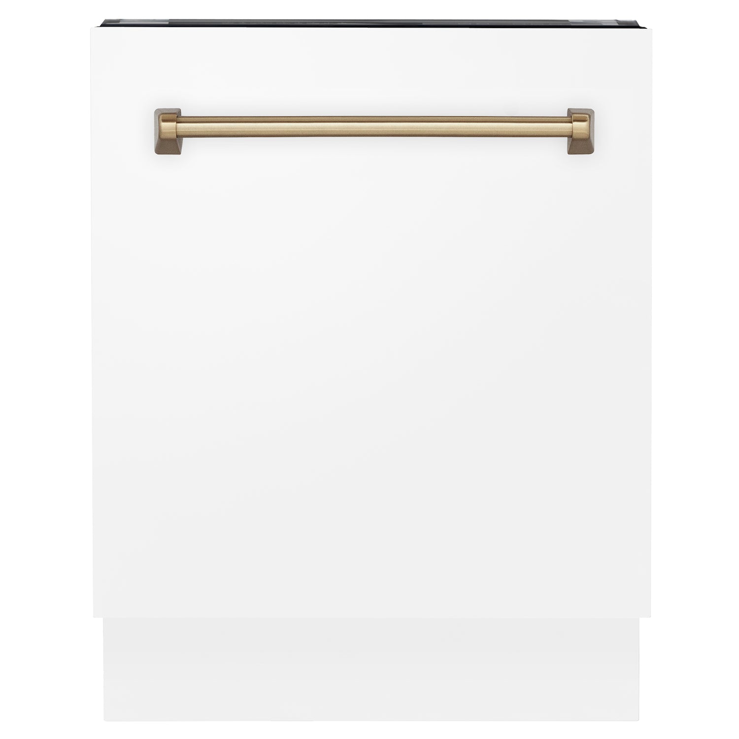 ZLINE Autograph Edition 24 Inch 3rd Rack Top Control Tall Tub Dishwasher - White Matte Finish with Champagne Bronze Handle, 51dBA Quiet Operation (DWVZ WM 24 CB) - Perfect for Modern Kitchens and Open Concept Homes